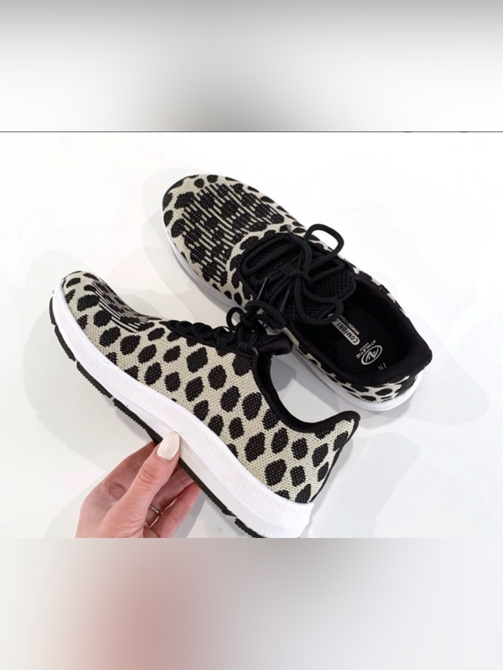 Athletic Works Black and White Leopard Knit Women's Sneaker